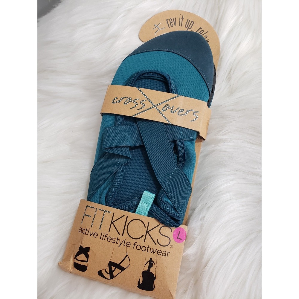 NEW LARGE 8.5 / 9.5 GREEN FitKicks Shoes Crossovers Strap  Womens Slip On